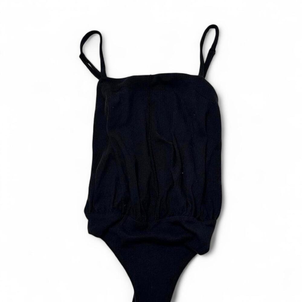 Free people Black Square Neck Cotton Basics Casual BodySuit Size Small